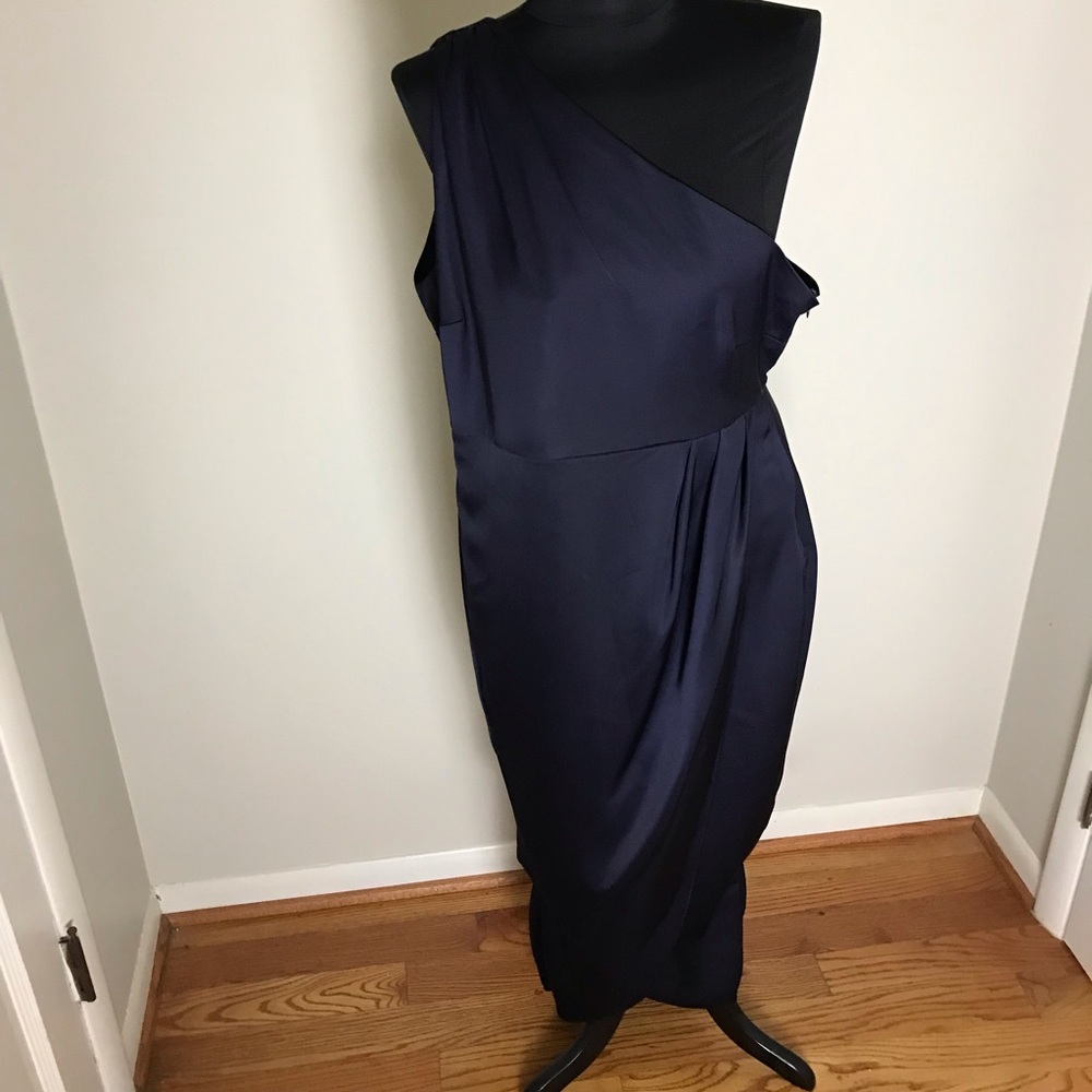 Showpo Navy Blue One Shoulder Dress - Picture 3 of 9